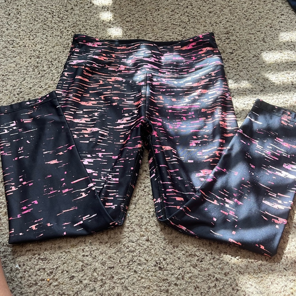 RBX womans' Black and Pink Patterned Leggings